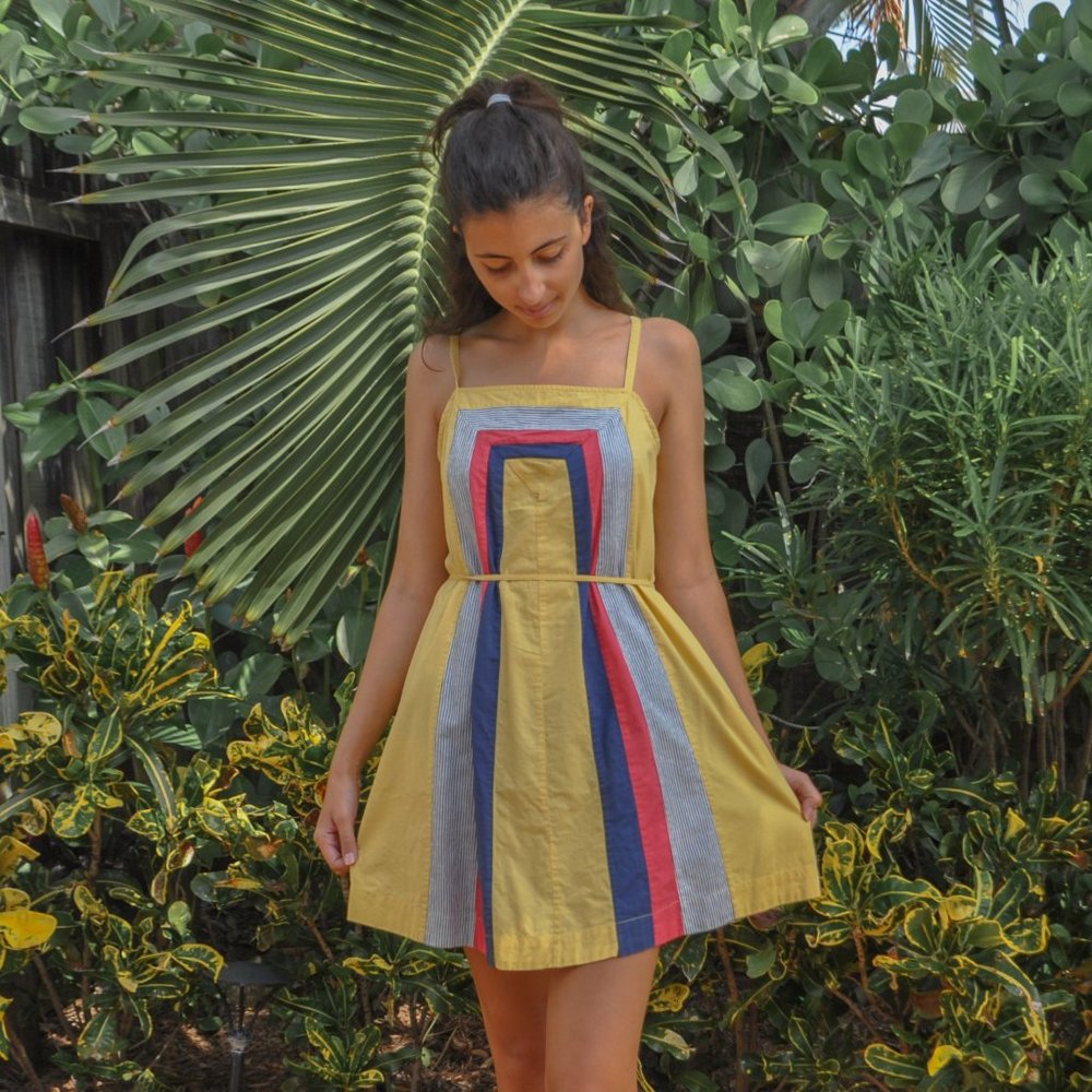 Allihop Anthropologie Yellow/Red Color Block Dress